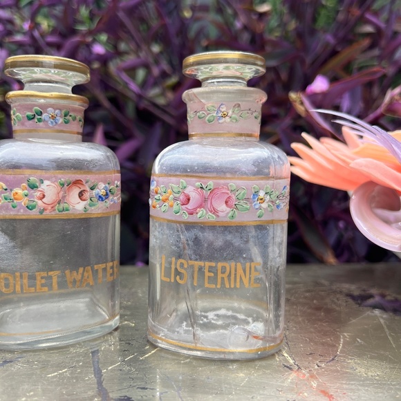 VTG Ammonia, Listerine, and Toilet Water Floral Vanity Bottles - Picture 6 of 12